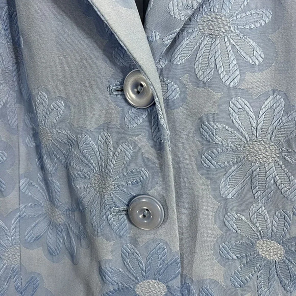 Sag Harbor Light Blue Floral Blazer Button Up Jacket Womens 18 Shoulder Pads - Picture 9 of 12